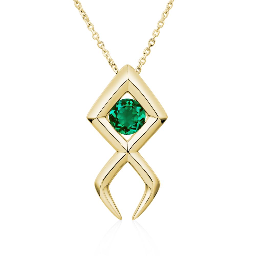 Jesus Fish Emerald Necklace - LUO Jewelry #metal_18k yellow gold