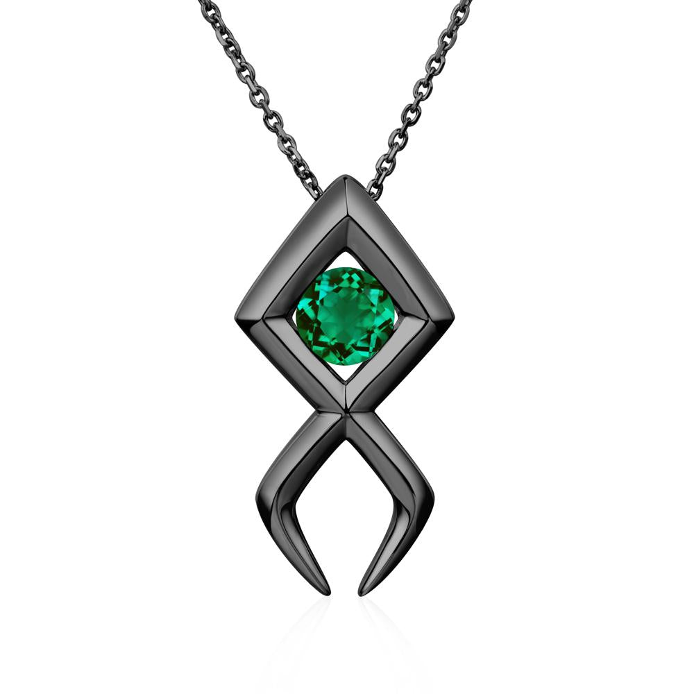 Jesus Fish Emerald Necklace - LUO Jewelry #metal_black finish sterling silver