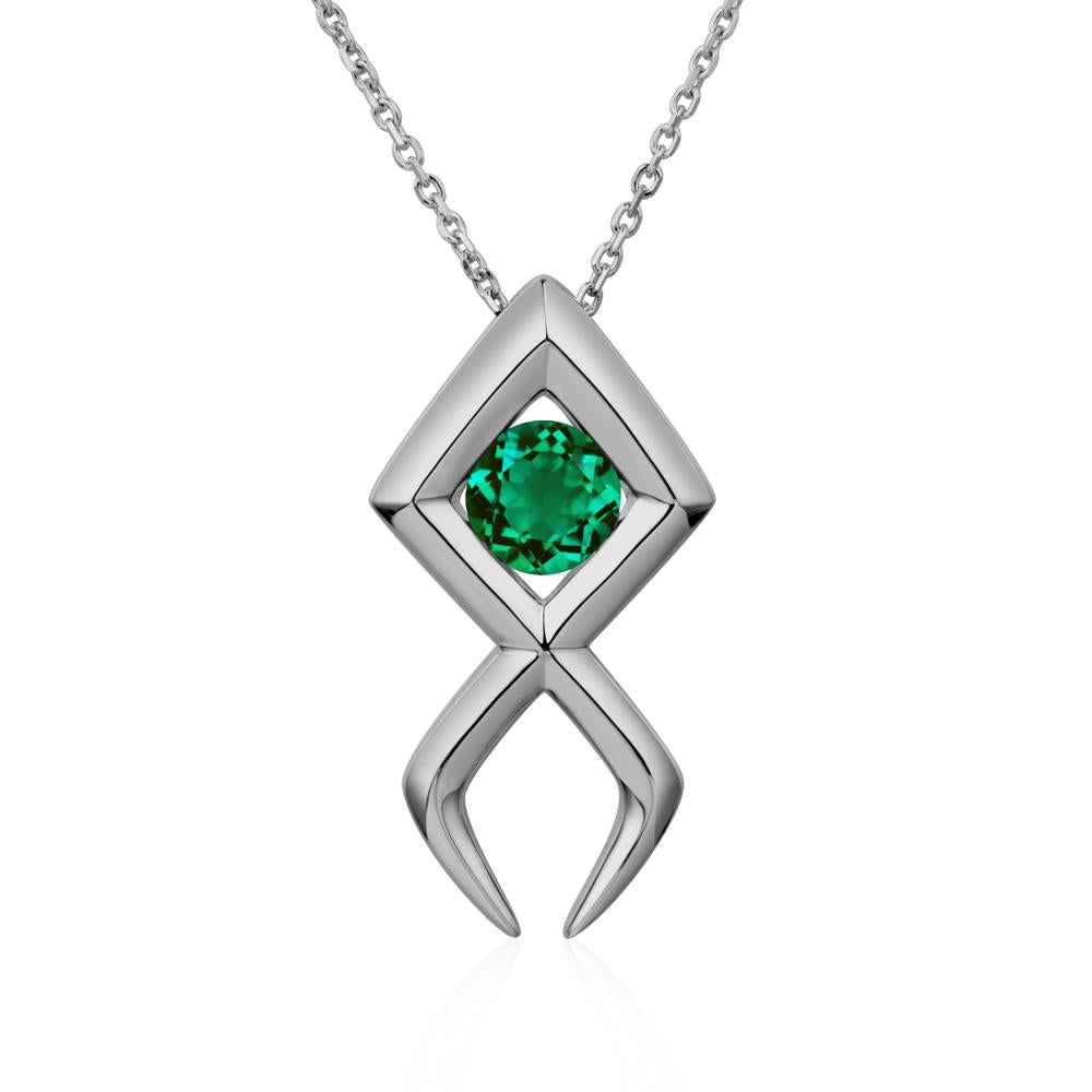 Jesus Fish Emerald Necklace - LUO Jewelry #metal_platinum