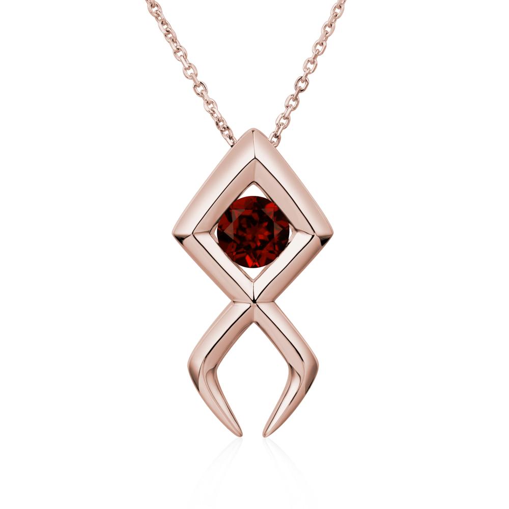 Jesus Fish Garnet Necklace - LUO Jewelry #metal_14k rose gold