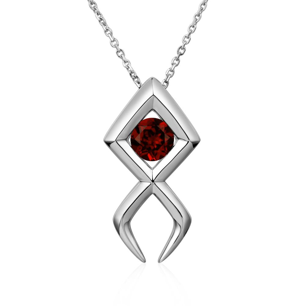 Jesus Fish Garnet Necklace - LUO Jewelry #metal_14k white gold