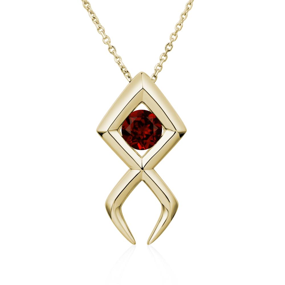 Jesus Fish Garnet Necklace - LUO Jewelry #metal_14k yellow gold