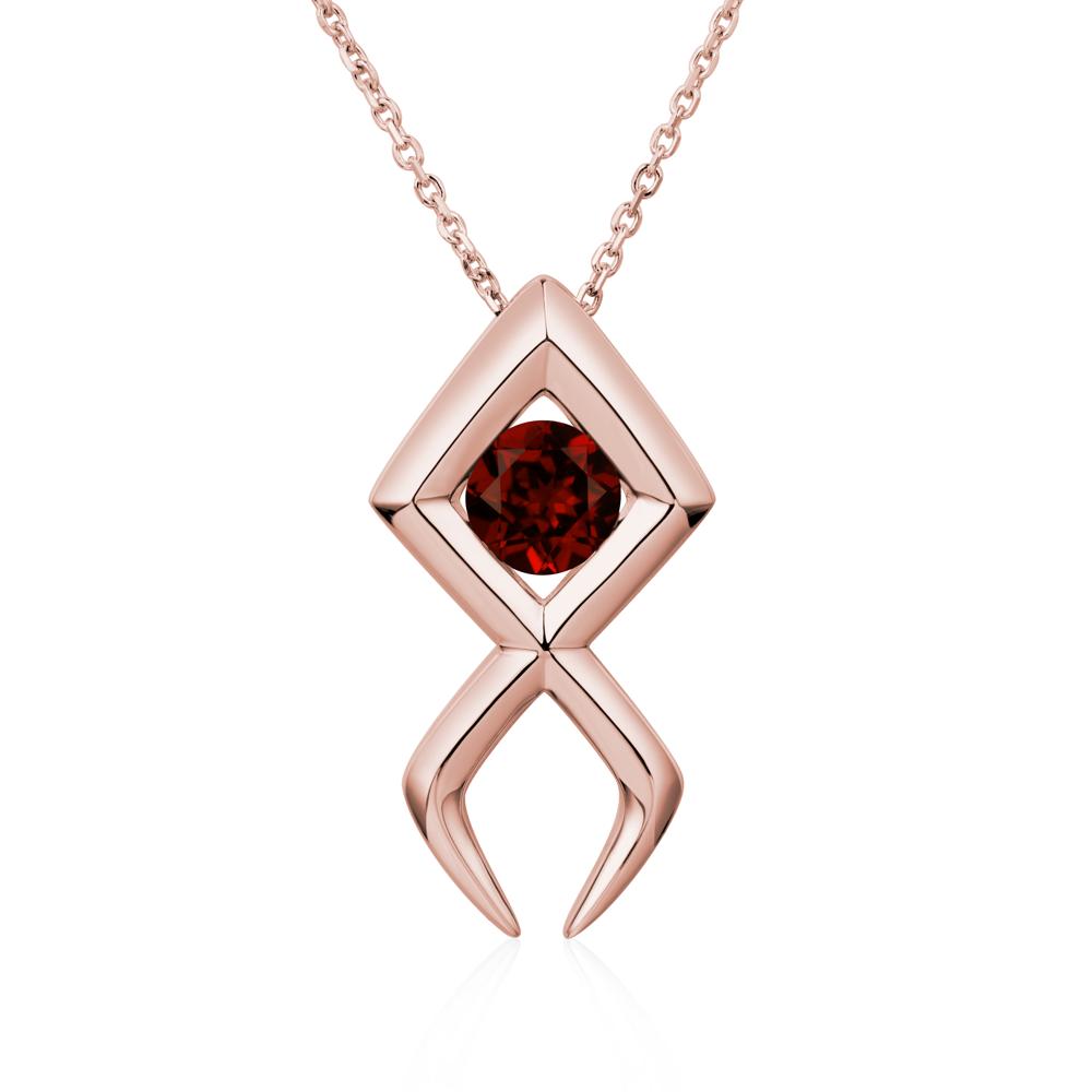 Jesus Fish Garnet Necklace - LUO Jewelry #metal_18k rose gold