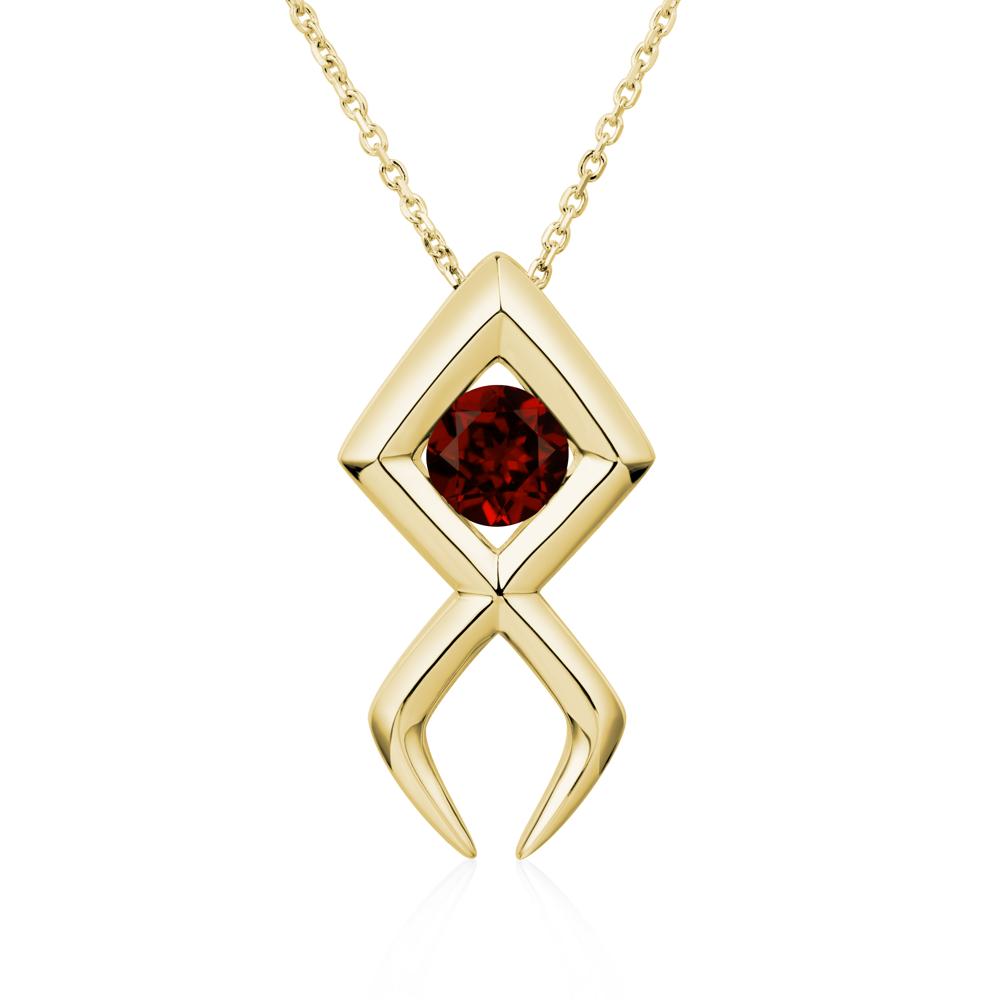 Jesus Fish Garnet Necklace - LUO Jewelry #metal_18k yellow gold