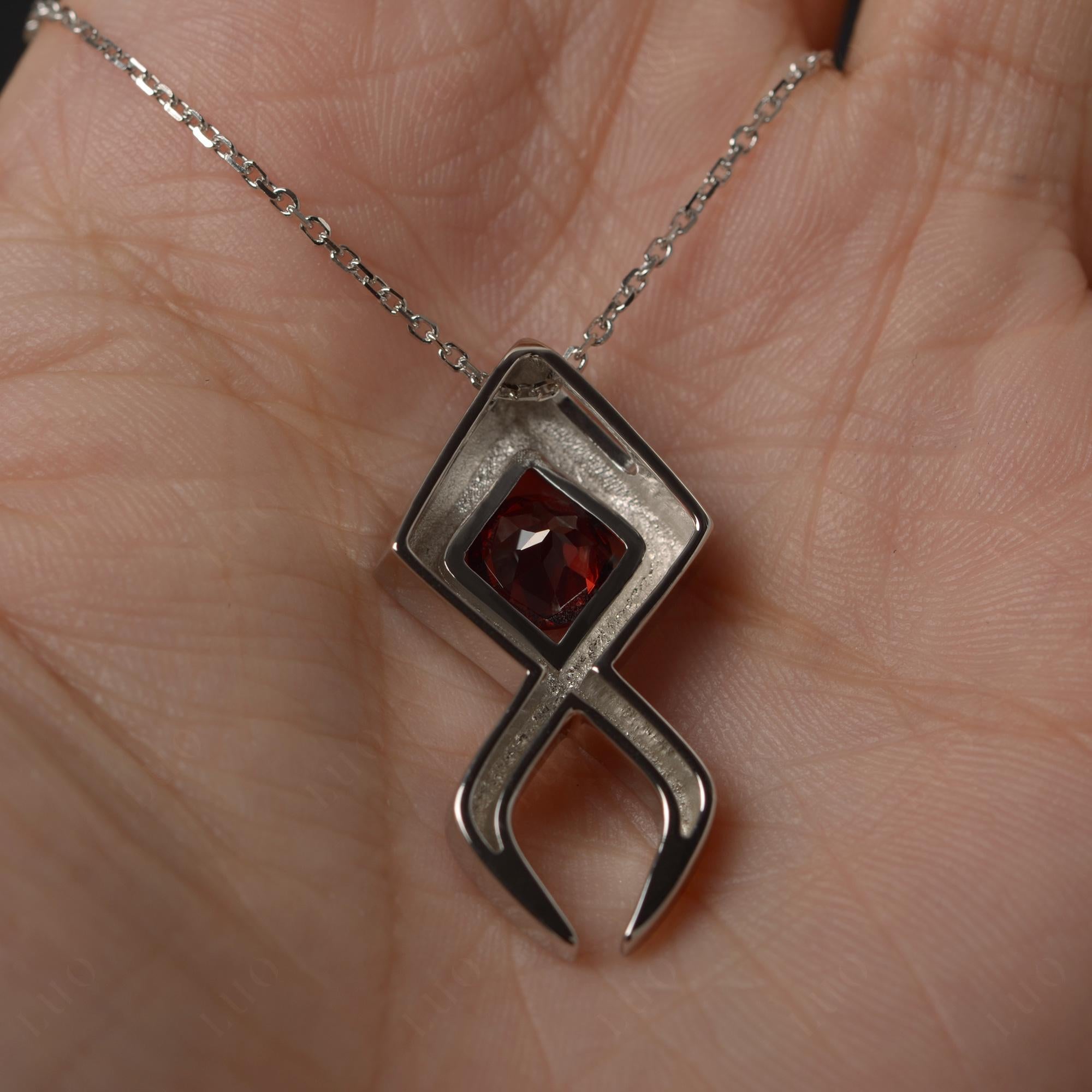 Jesus Fish Garnet Necklace