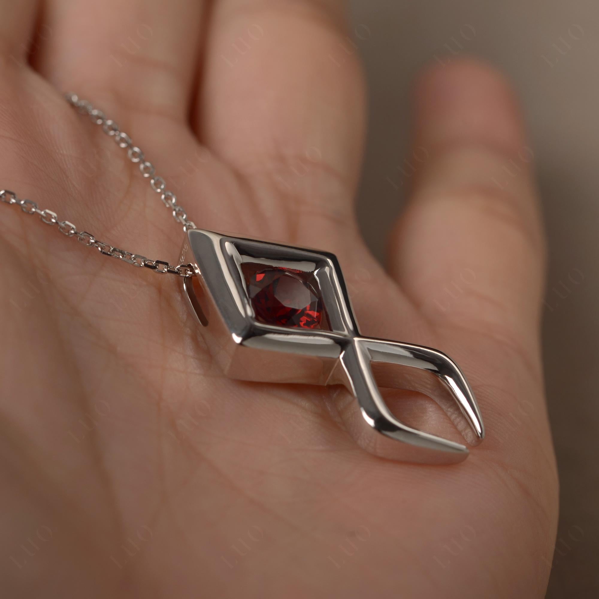 Jesus Fish Garnet Necklace