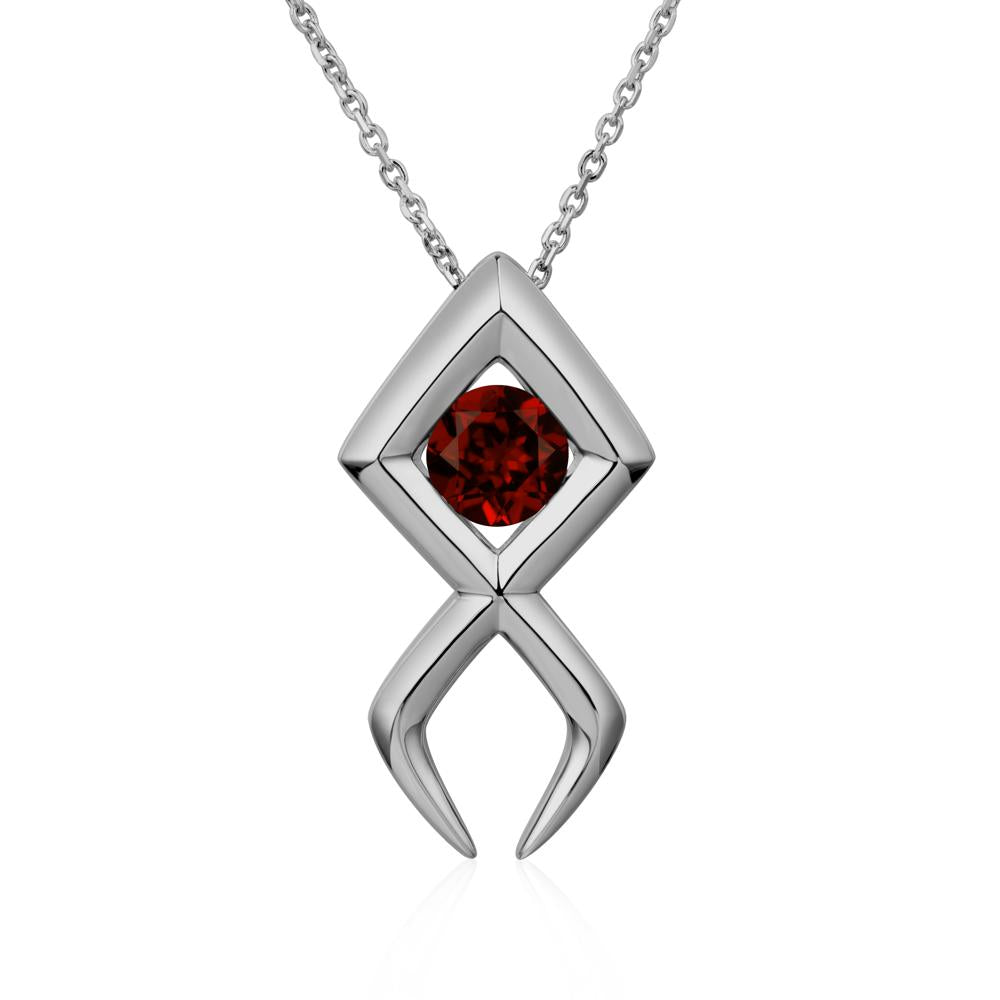 Jesus Fish Garnet Necklace - LUO Jewelry #metal_platinum