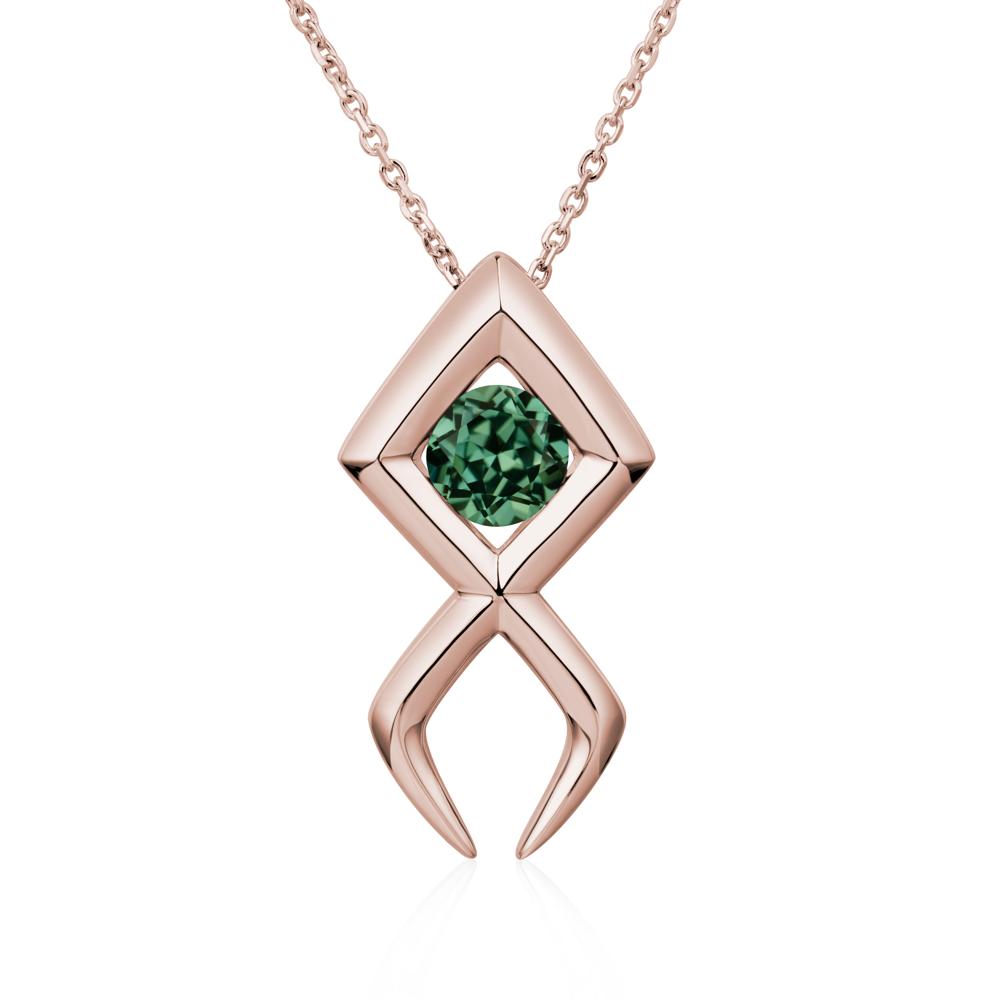 Jesus Fish Green Sapphire Necklace - LUO Jewelry #metal_14k rose gold