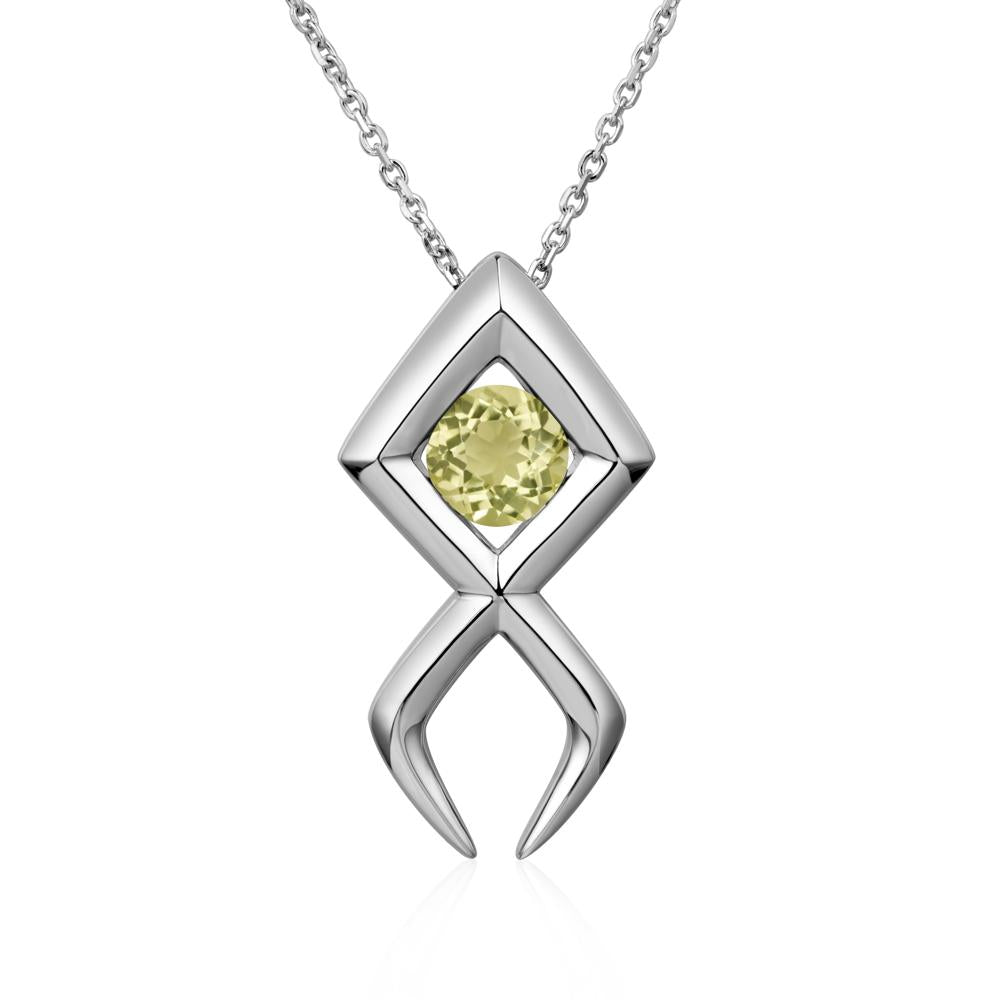 Jesus Fish Lemon Quartz Necklace - LUO Jewelry #metal_sterling silver