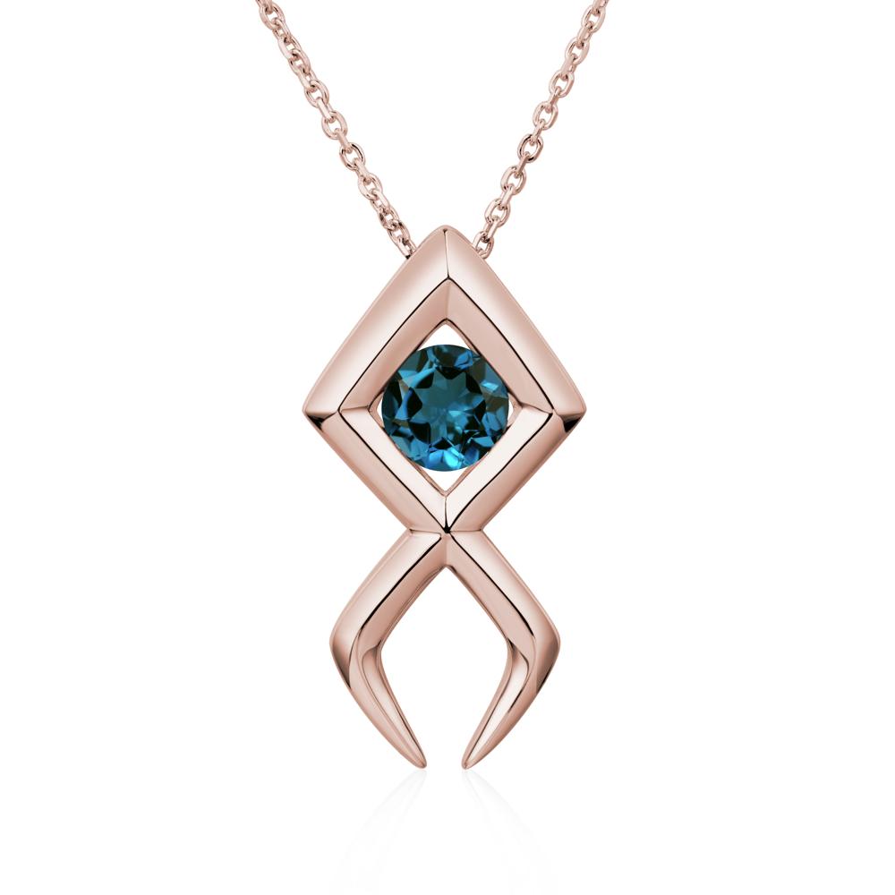 Jesus Fish London Blue Topaz Necklace - LUO Jewelry #metal_14k rose gold