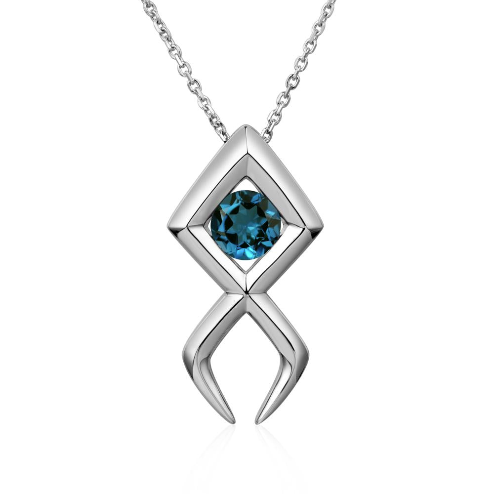 Jesus Fish London Blue Topaz Necklace - LUO Jewelry #metal_14k white gold