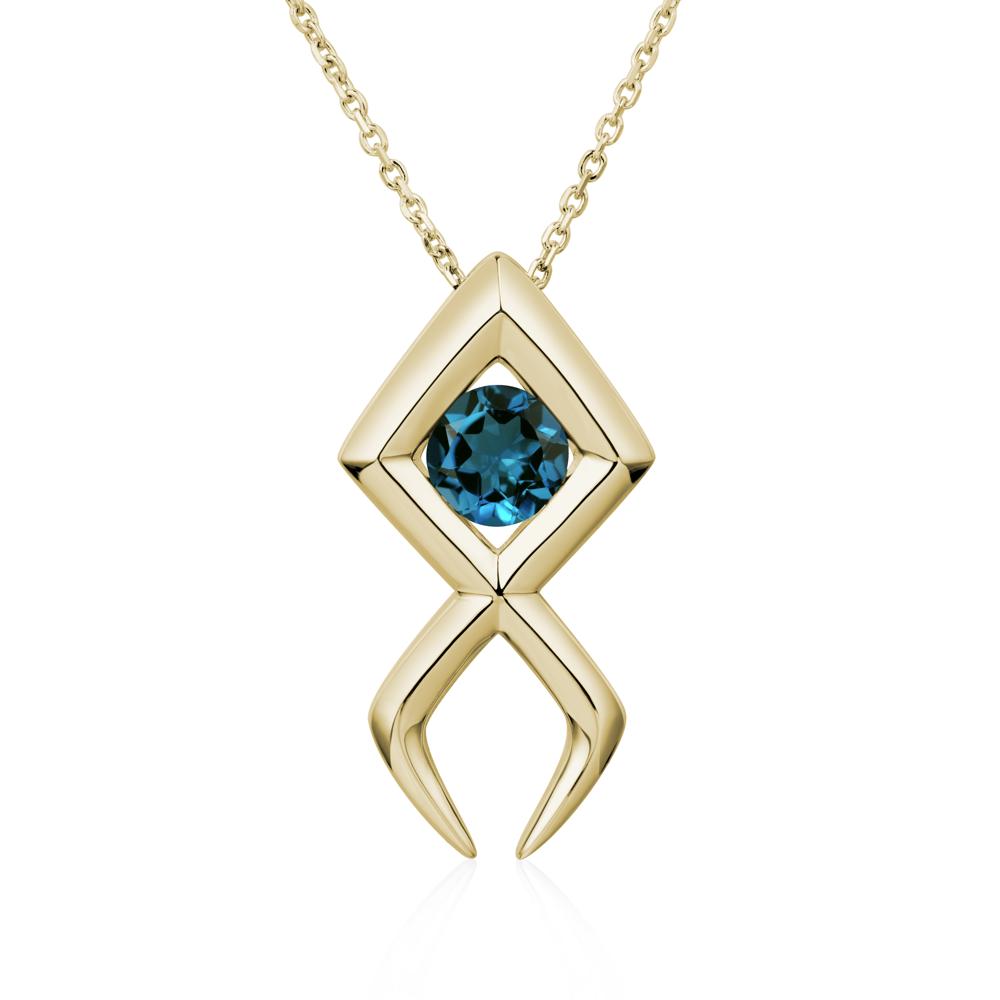 Jesus Fish London Blue Topaz Necklace - LUO Jewelry #metal_14k yellow gold