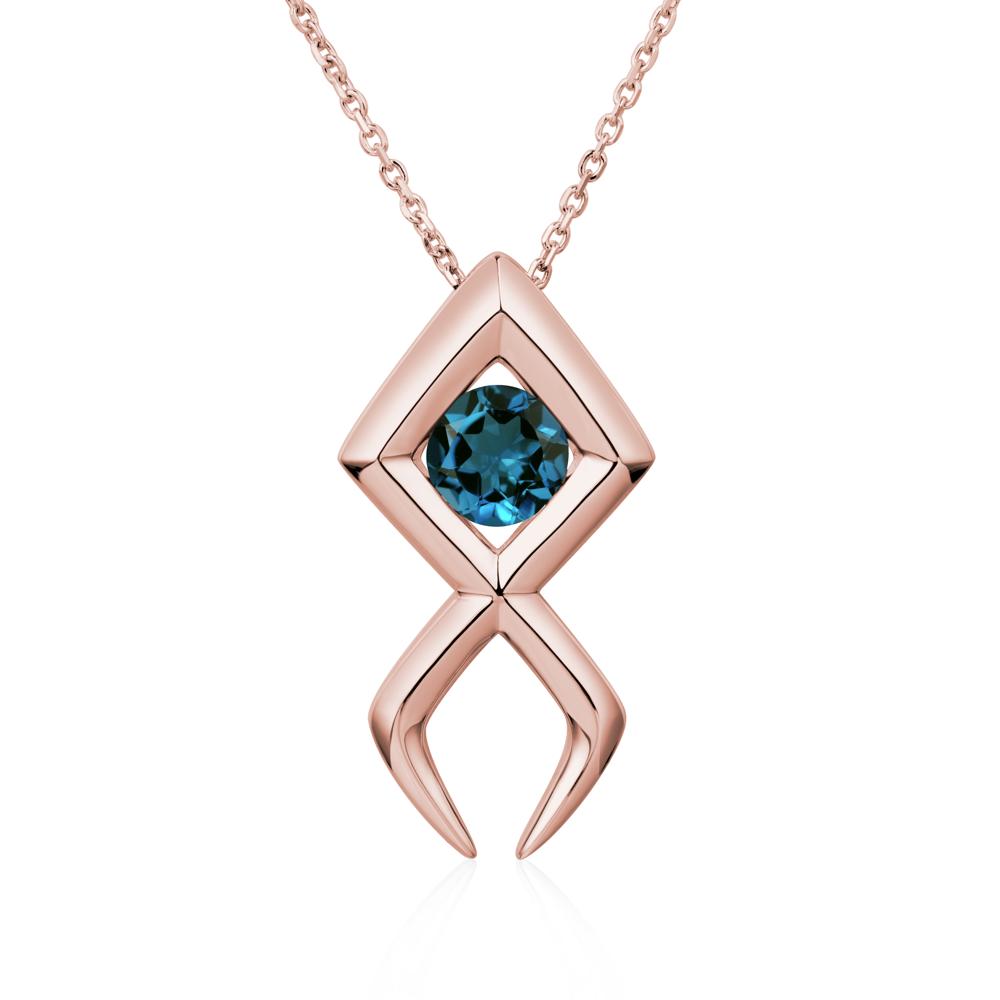 Jesus Fish London Blue Topaz Necklace - LUO Jewelry #metal_18k rose gold