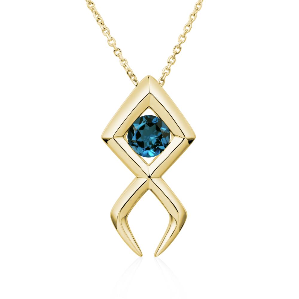 Jesus Fish London Blue Topaz Necklace - LUO Jewelry #metal_18k yellow gold