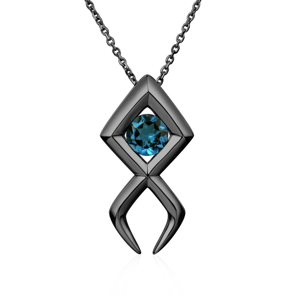 Jesus Fish London Blue Topaz Necklace - LUO Jewelry #metal_black finish sterling silver