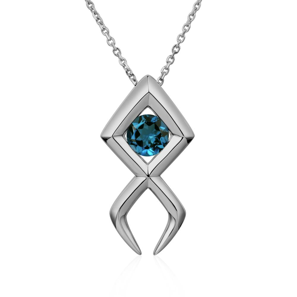 Jesus Fish London Blue Topaz Necklace - LUO Jewelry #metal_platinum