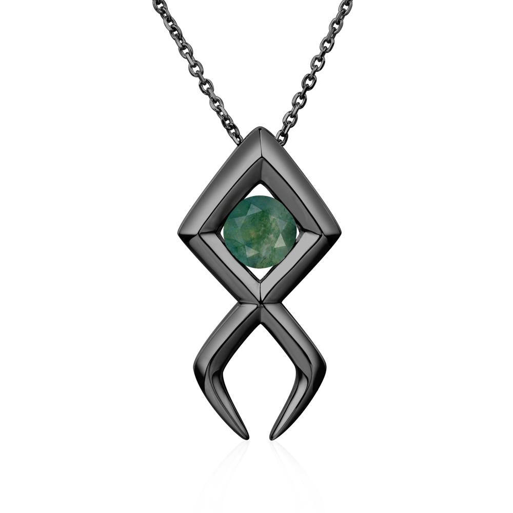 Jesus Fish Moss Agate Necklace | LUO Jewelry #metal_black finish sterling silver