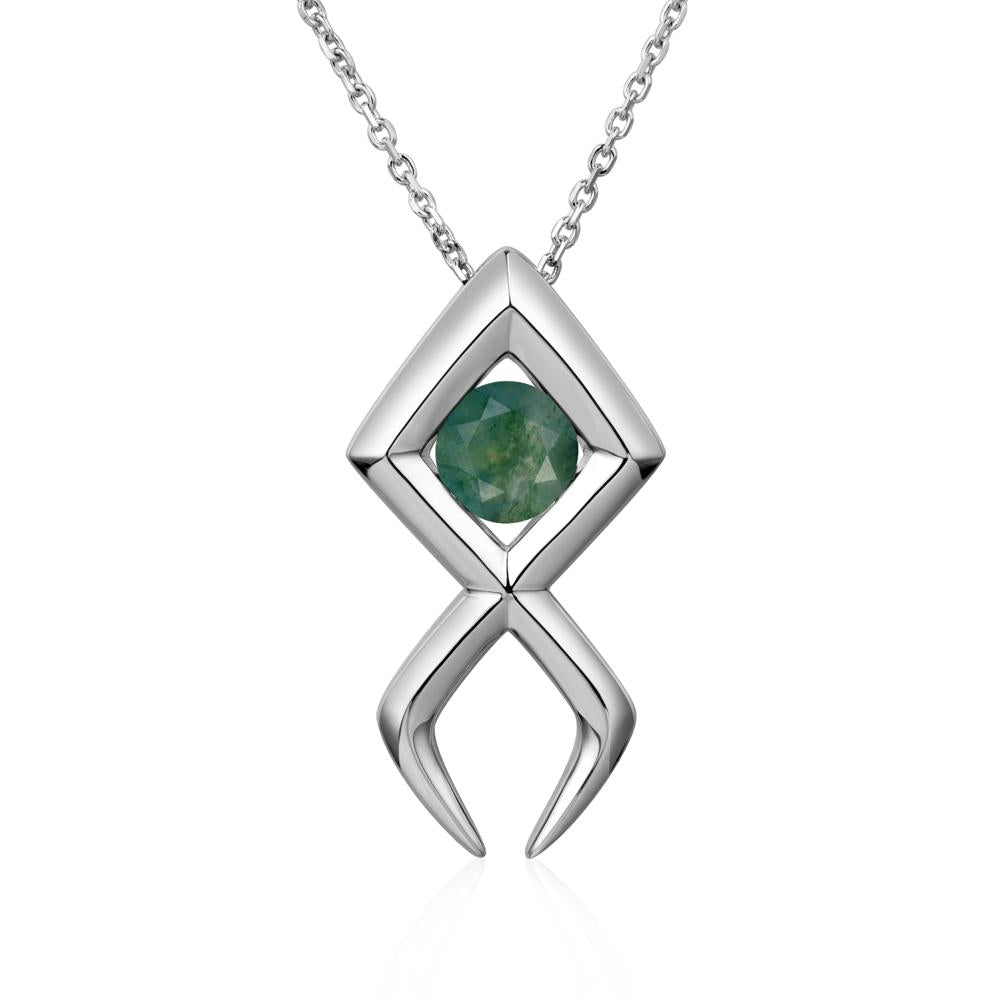 Jesus Fish Moss Agate Necklace | LUO Jewelry #metal_sterling silver