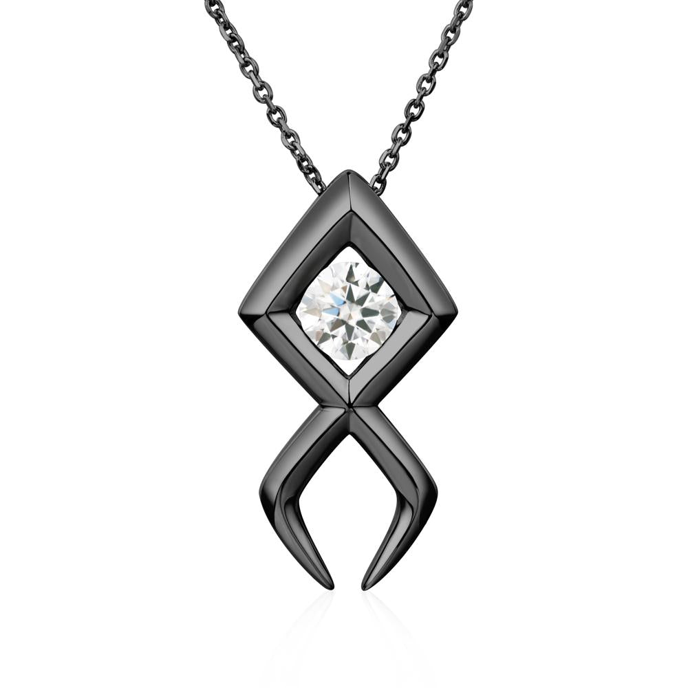 Jesus Fish Moissanite Necklace | LUO Jewelry #metal_black finish sterling silver