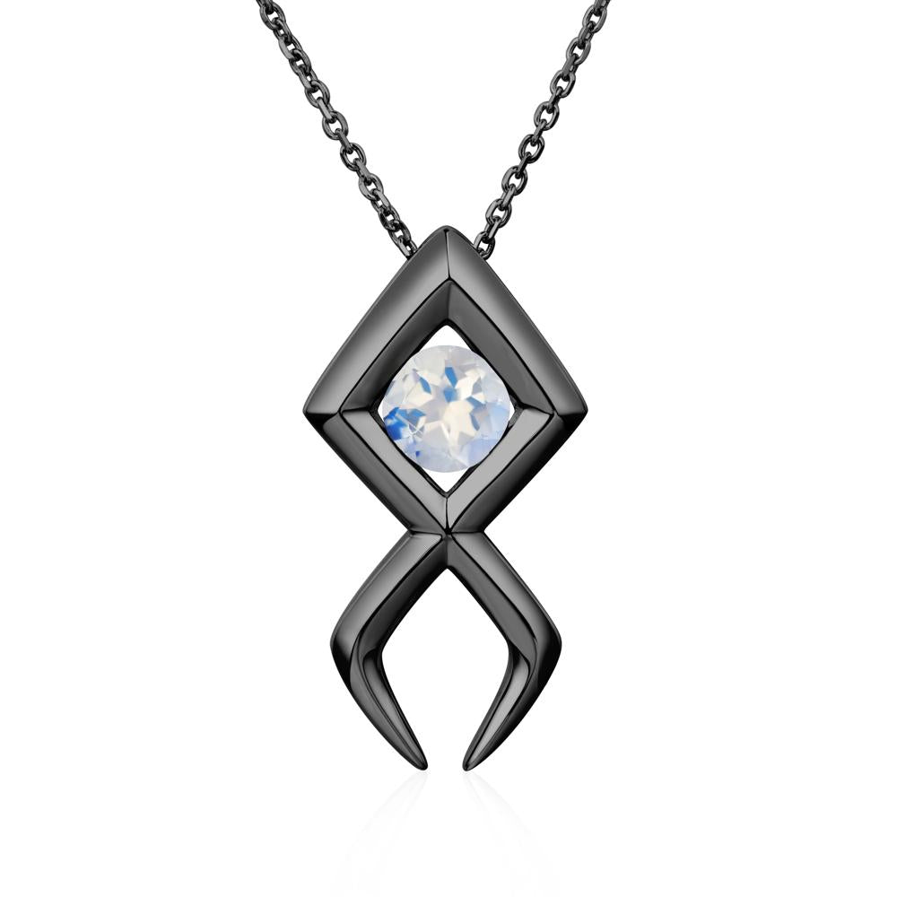 Jesus Fish Moonstone Necklace - LUO Jewelry #metal_black finish sterling silver