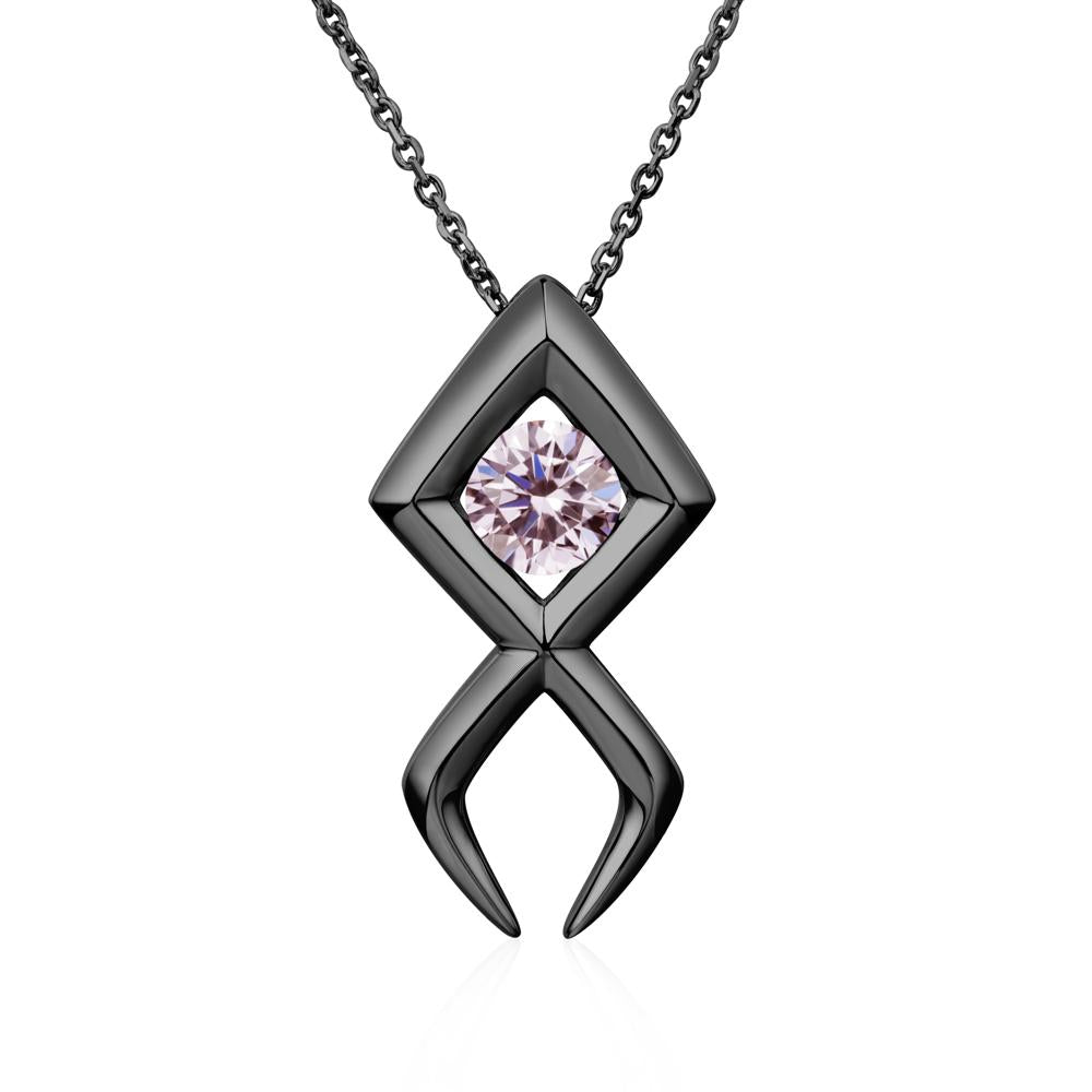 Jesus Fish Pink Cubic Zirconia Necklace - LUO Jewelry #metal_black finish sterling silver