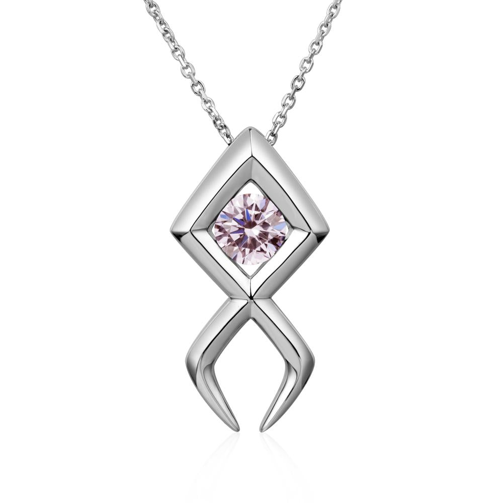 Jesus Fish Pink Cubic Zirconia Necklace - LUO Jewelry #metal_sterling silver