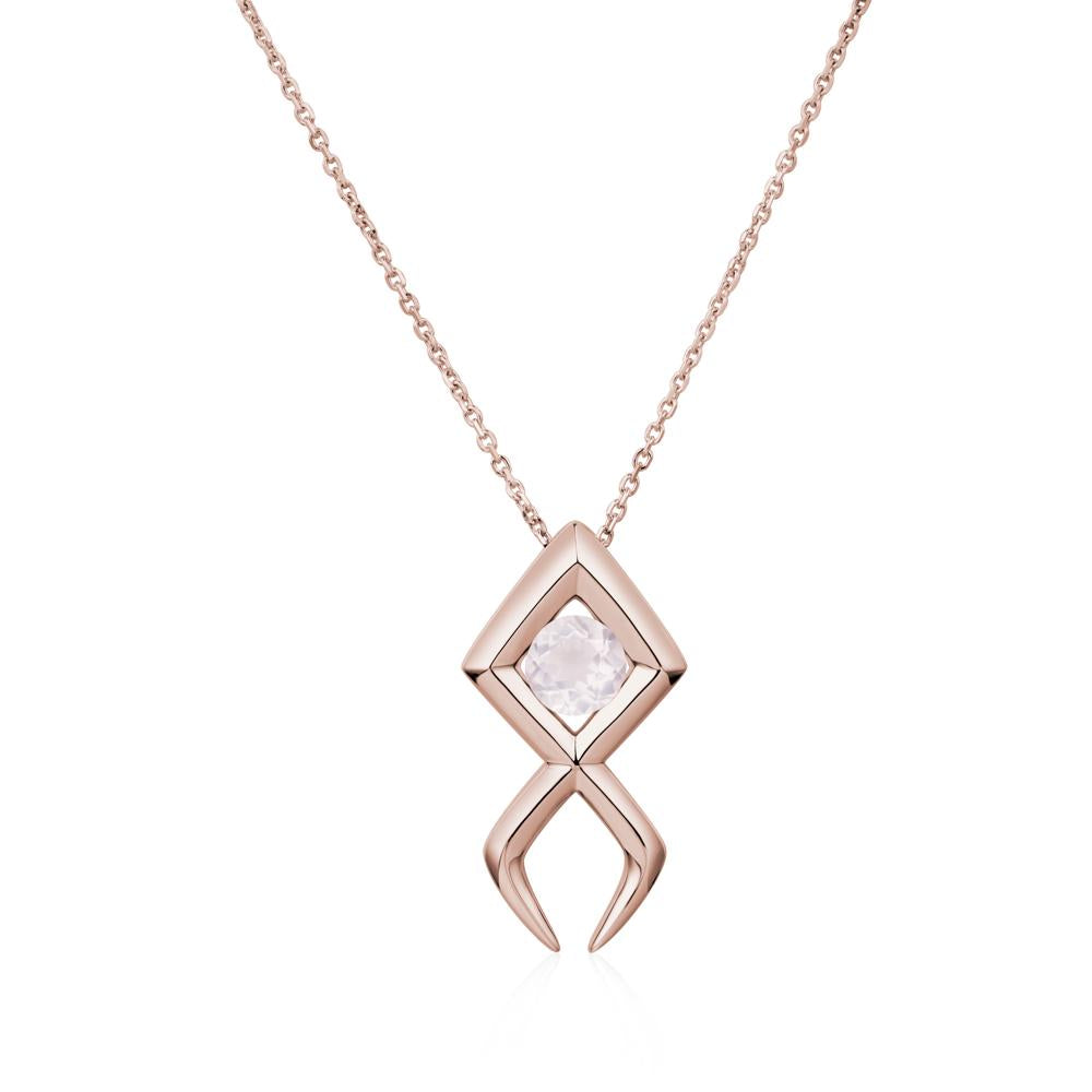 Jesus Fish Rose Quartz Necklace | LUO Jewelry #metal_14k rose gold