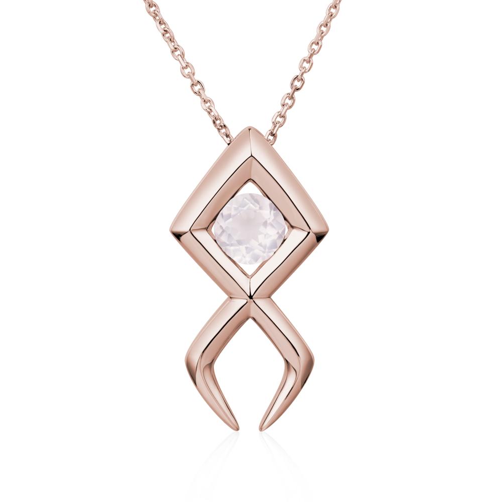 Jesus Fish Rose Quartz Necklace - LUO Jewelry #metal_14k rose gold