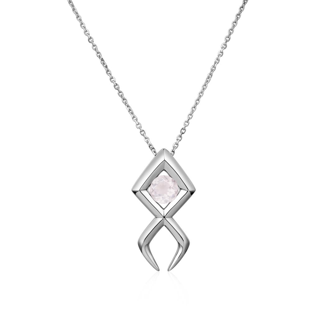 Jesus Fish Rose Quartz Necklace | LUO Jewelry #metal_14k white gold