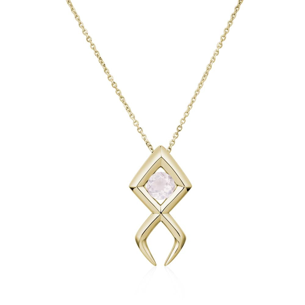 Jesus Fish Rose Quartz Necklace | LUO Jewelry #metal_14k yellow gold