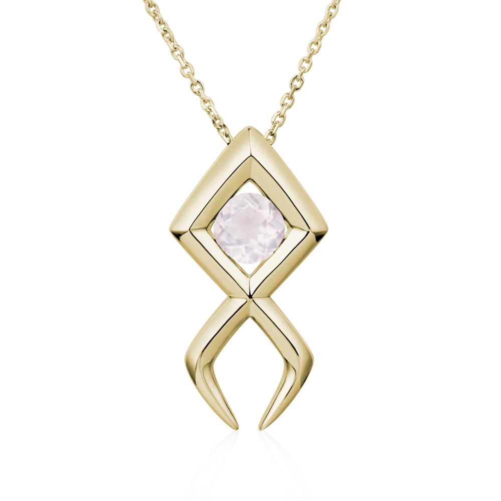 Jesus Fish Rose Quartz Necklace - LUO Jewelry #metal_14k yellow gold