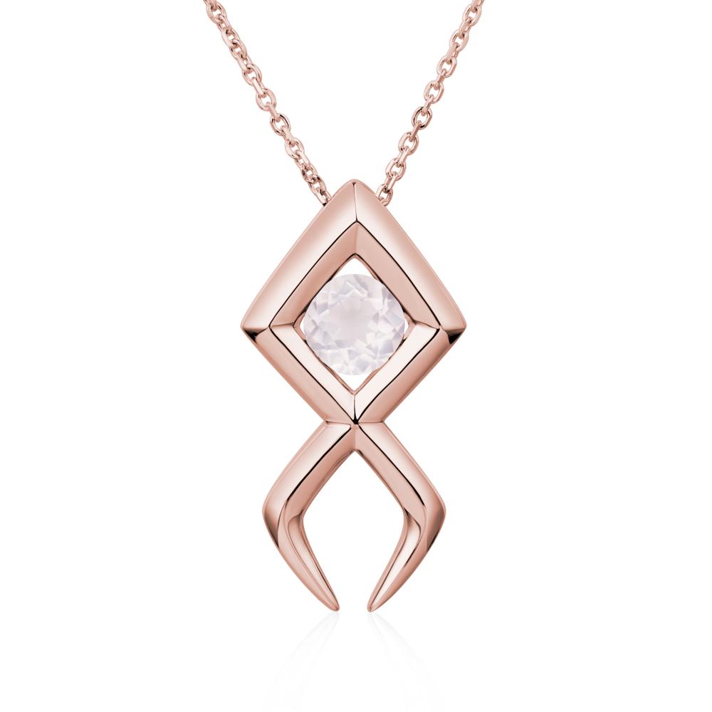 Jesus Fish Rose Quartz Necklace - LUO Jewelry #metal_18k rose gold