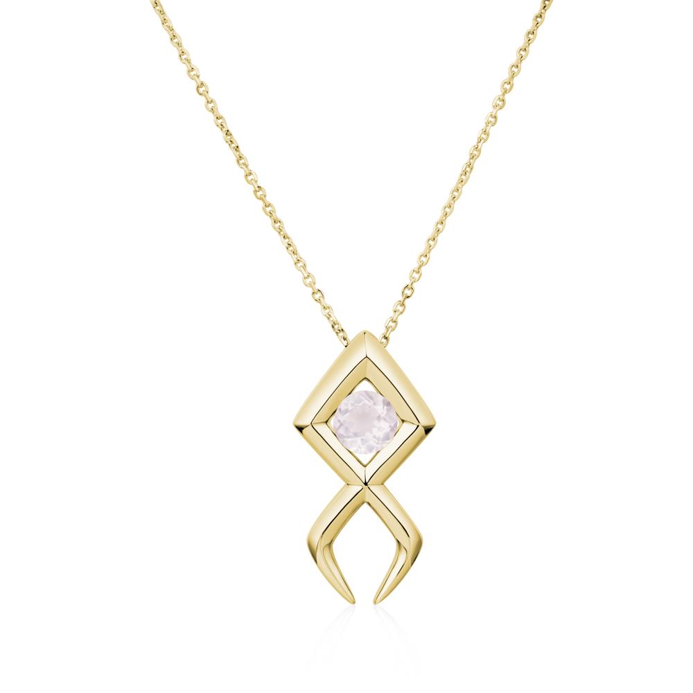 Jesus Fish Rose Quartz Necklace | LUO Jewelry #metal_18k yellow gold