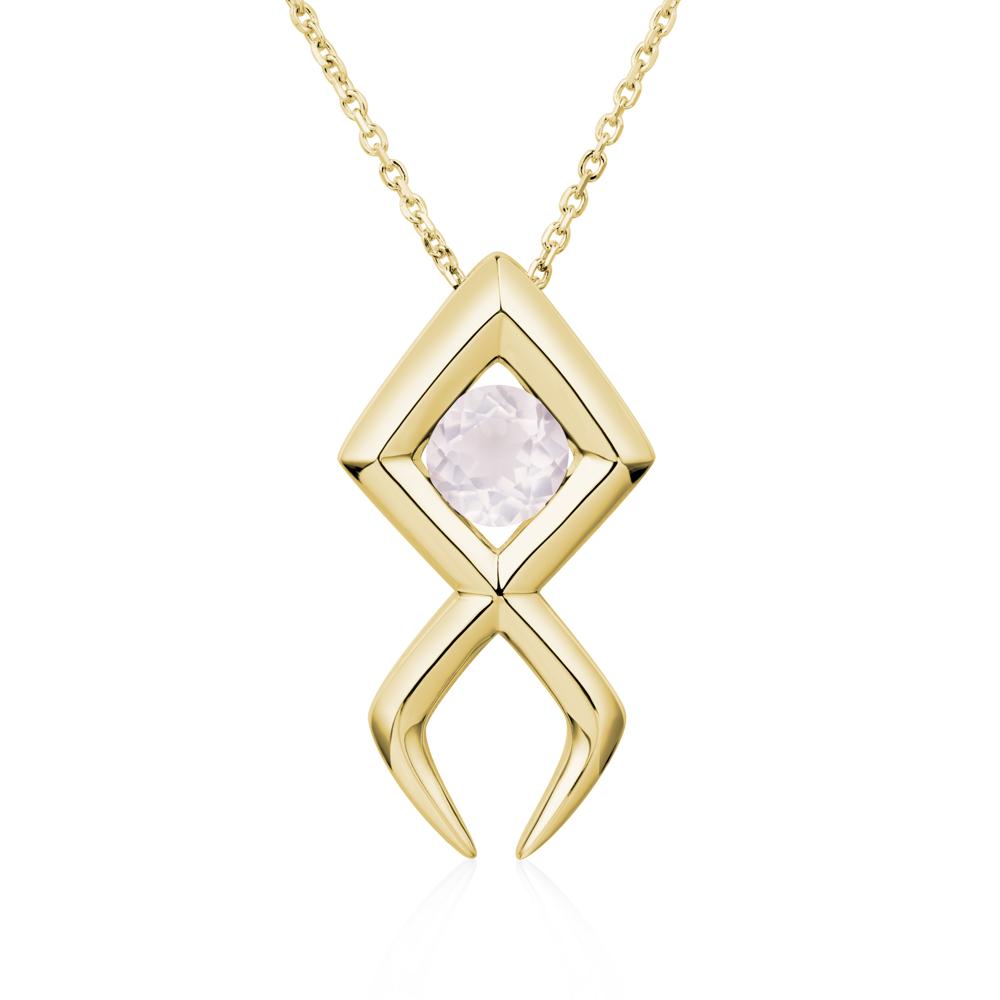 Jesus Fish Rose Quartz Necklace - LUO Jewelry #metal_18k yellow gold