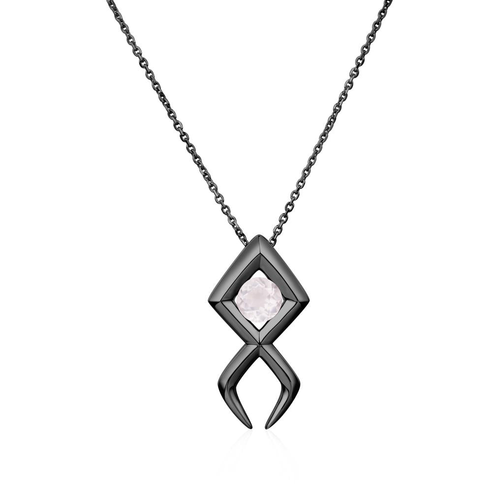 Jesus Fish Rose Quartz Necklace | LUO Jewelry #metal_black finish sterling silver