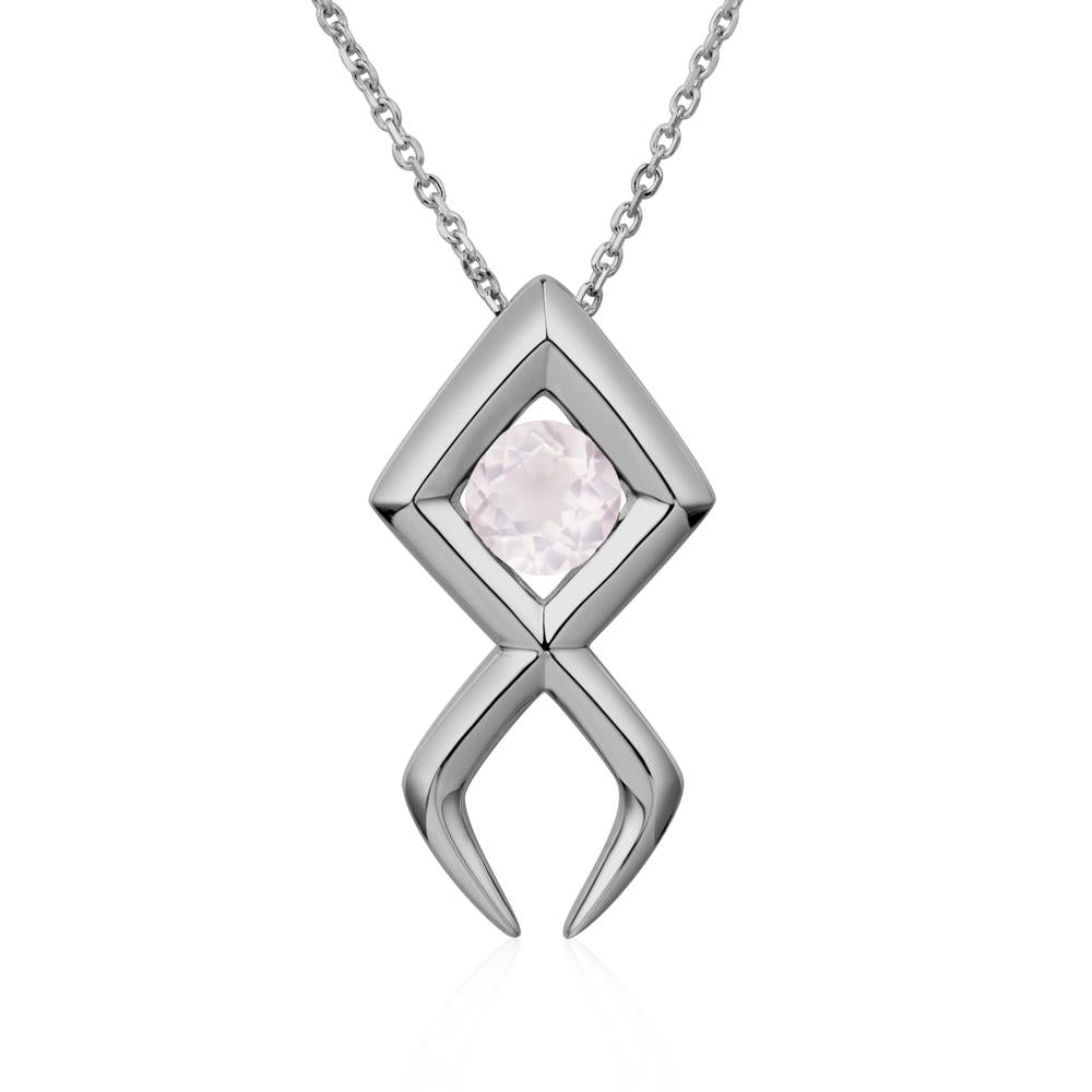 Jesus Fish Rose Quartz Necklace - LUO Jewelry #metal_platinum