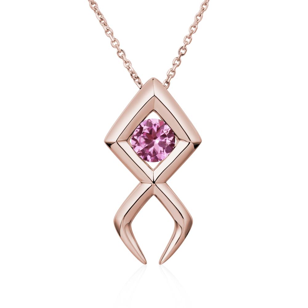 Jesus Fish Pink Sapphire Necklace - LUO Jewelry #metal_14k rose gold