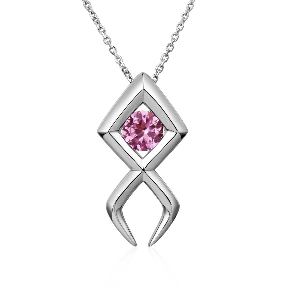 Jesus Fish Pink Sapphire Necklace - LUO Jewelry #metal_14k white gold