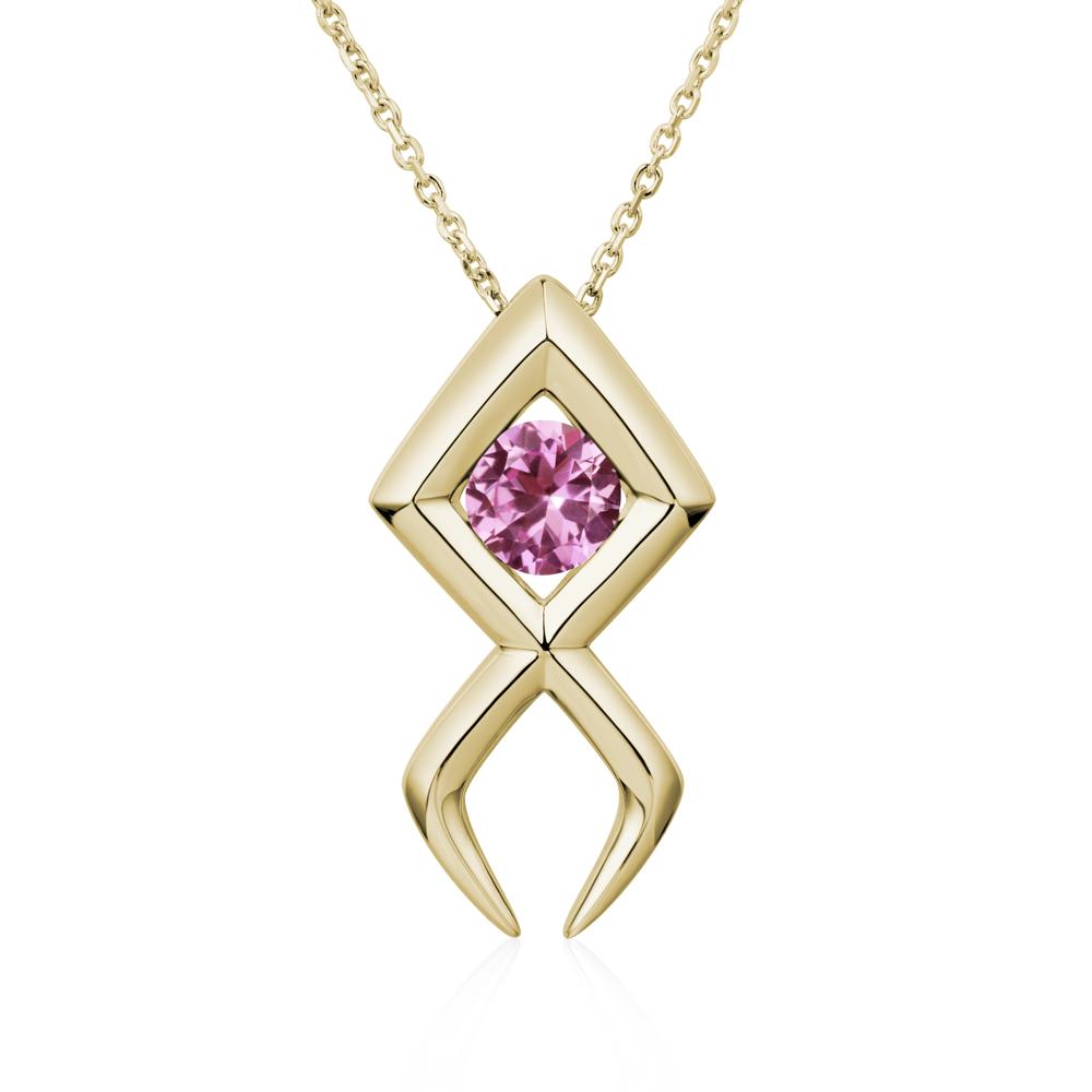 Jesus Fish Pink Sapphire Necklace - LUO Jewelry #metal_14k yellow gold