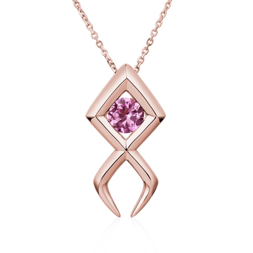 Jesus Fish Pink Sapphire Necklace - LUO Jewelry #metal_18k rose gold