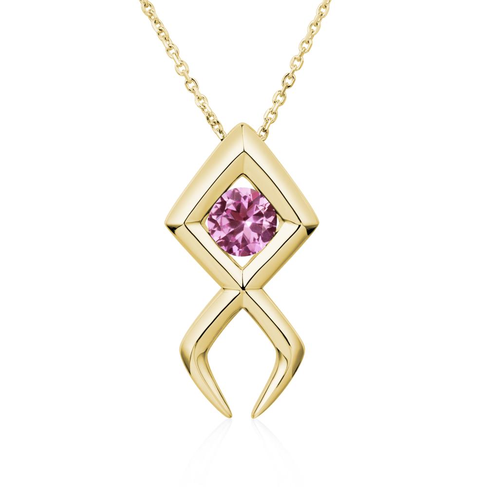 Jesus Fish Pink Sapphire Necklace - LUO Jewelry #metal_18k yellow gold