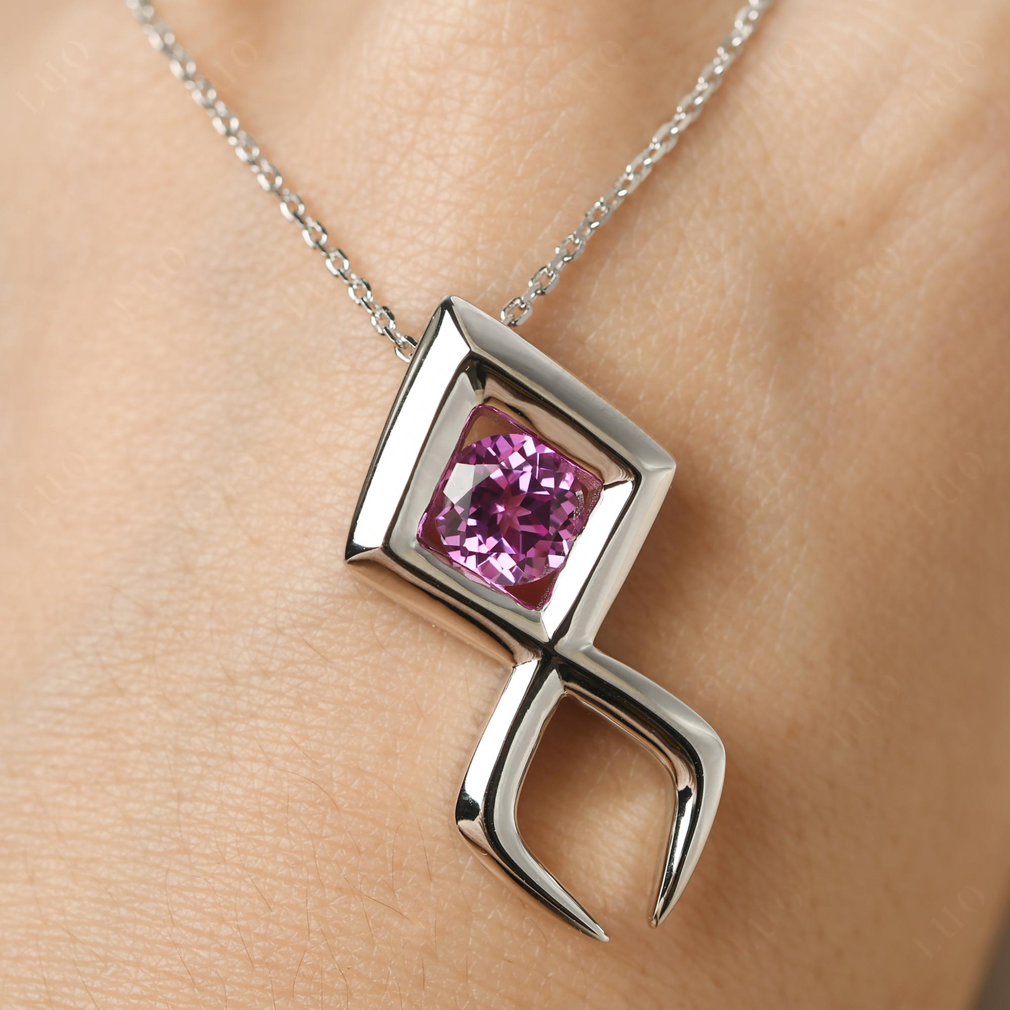 Jesus Fish Pink Sapphire Necklace