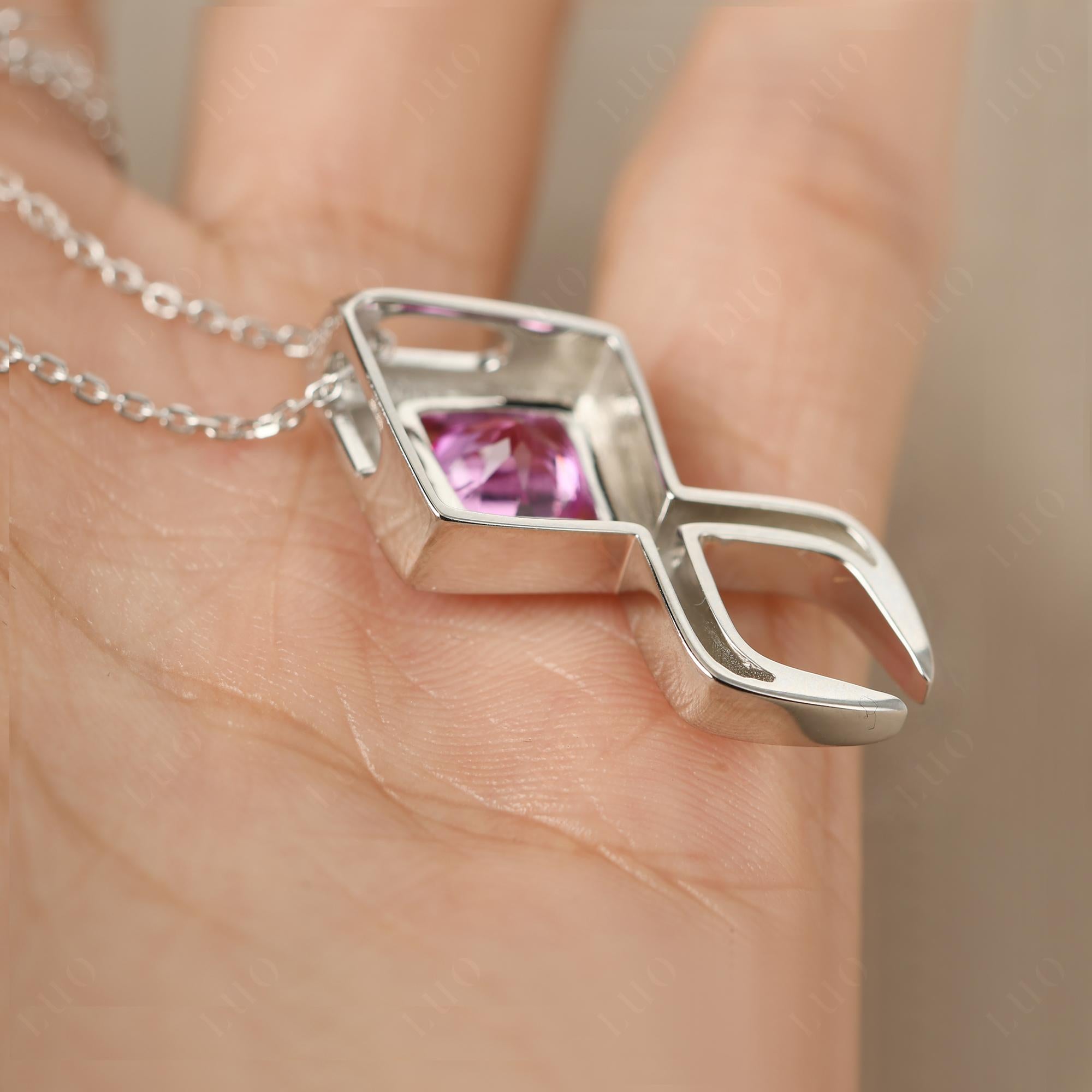 Jesus Fish Pink Sapphire Necklace