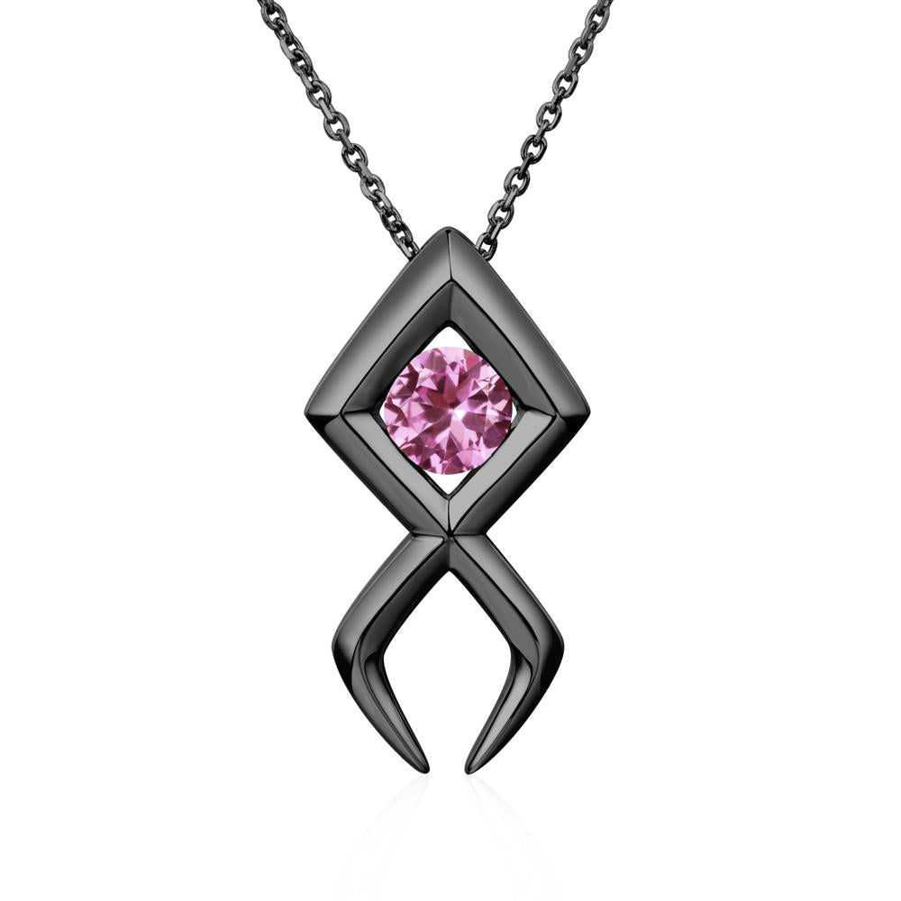 Jesus Fish Pink Sapphire Necklace - LUO Jewelry #metal_black finish sterling silver