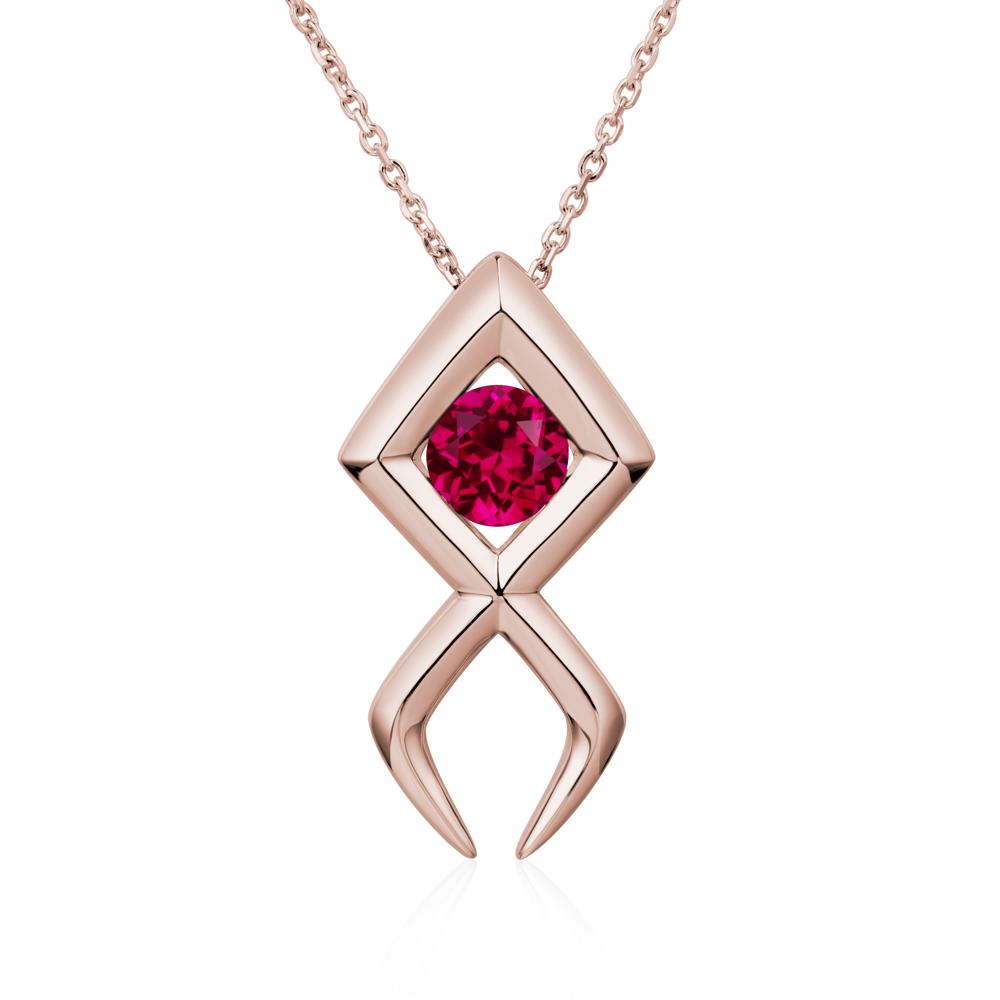 Jesus Fish Ruby Necklace - LUO Jewelry #metal_14k rose gold