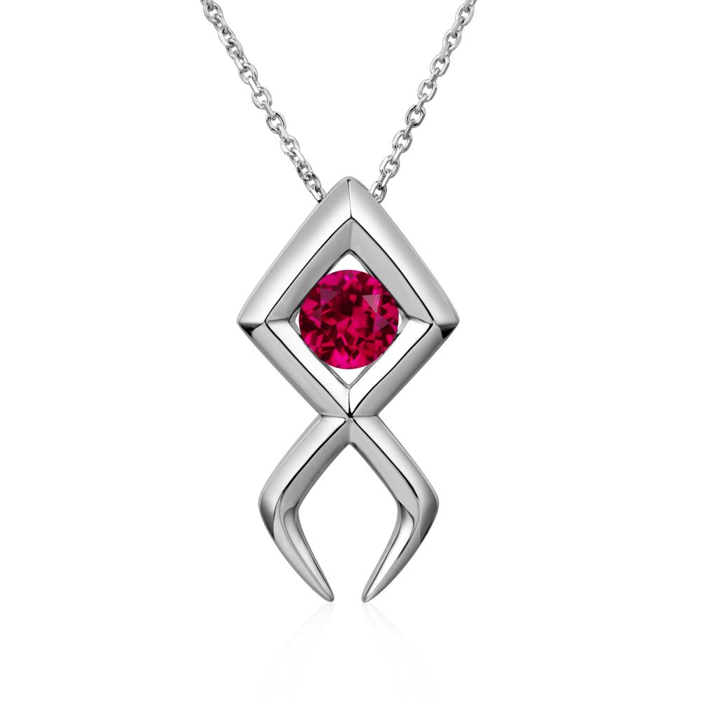 Jesus Fish Ruby Necklace - LUO Jewelry #metal_14k white gold