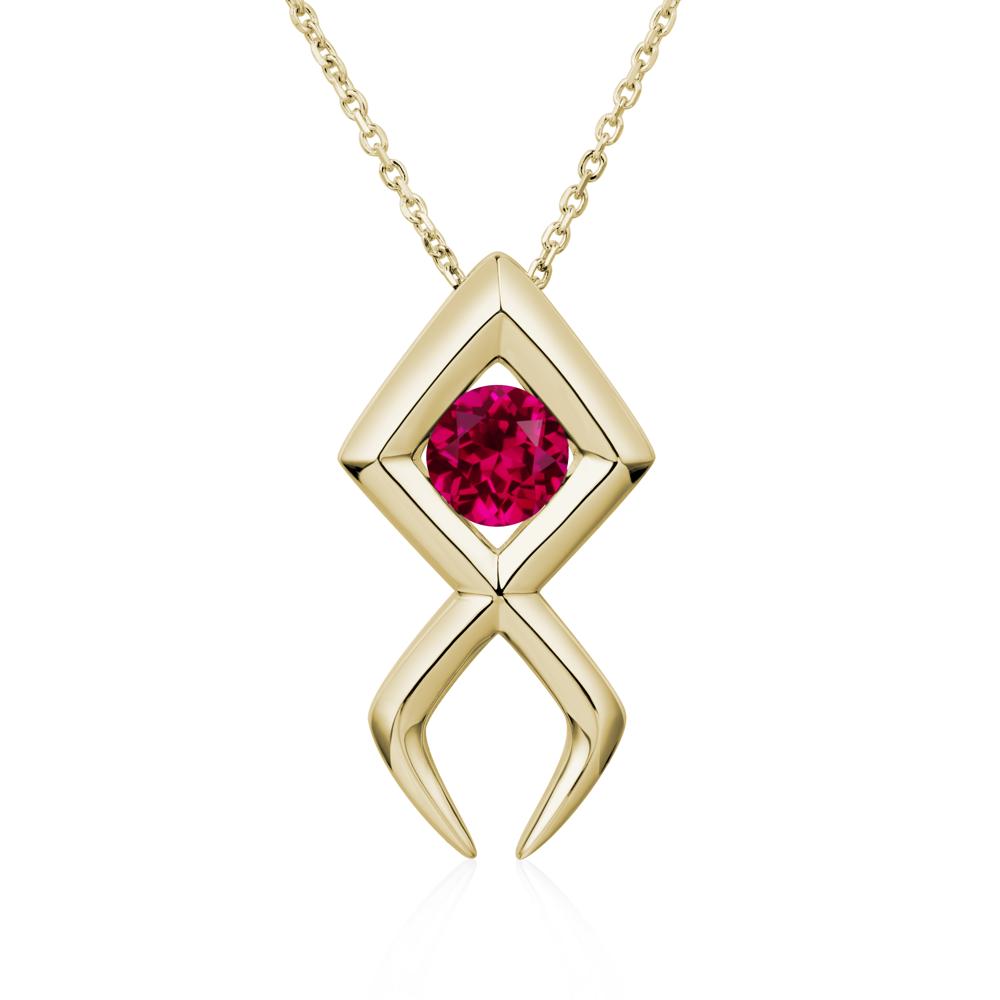 Jesus Fish Ruby Necklace - LUO Jewelry #metal_14k yellow gold