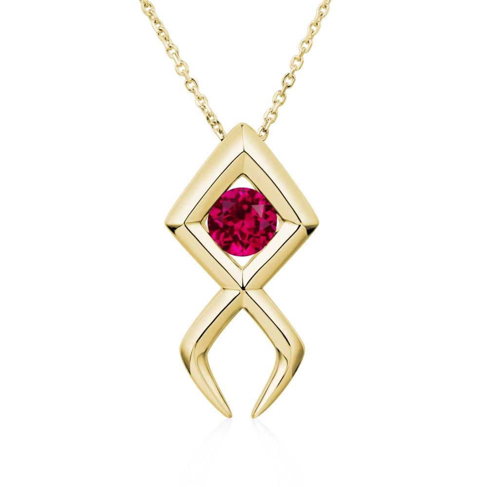 Jesus Fish Ruby Necklace - LUO Jewelry #metal_18k yellow gold