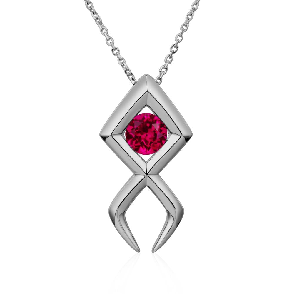 Jesus Fish Ruby Necklace - LUO Jewelry #metal_platinum