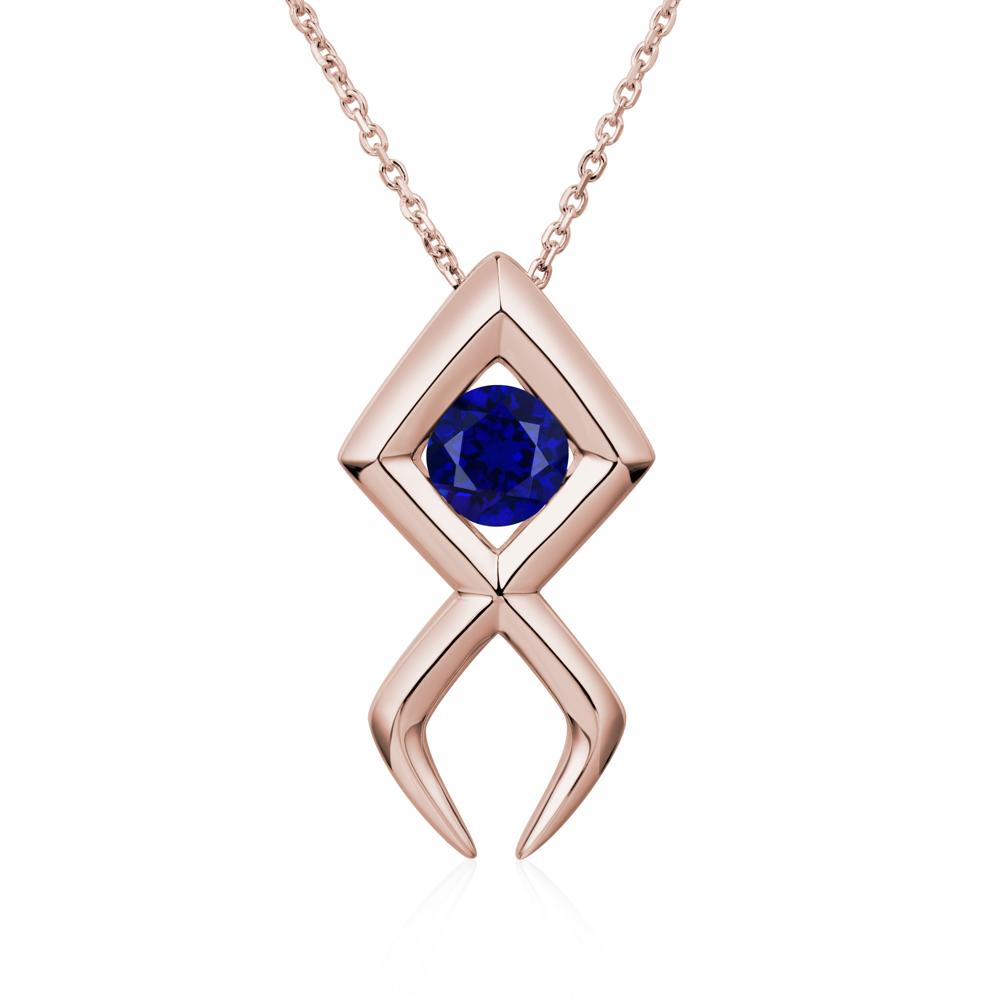 Jesus Fish Sapphire Necklace - LUO Jewelry #metal_14k rose gold